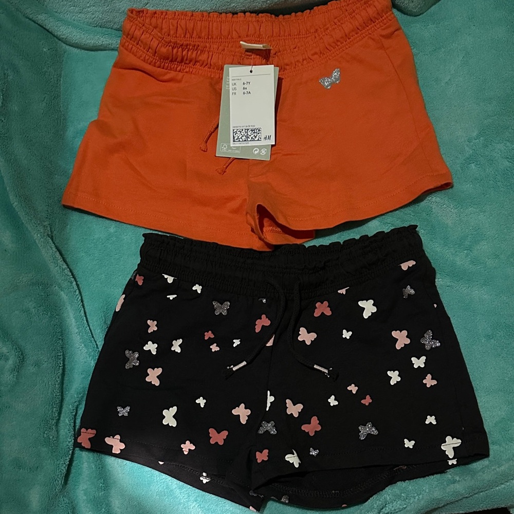 Orange and Black Butterfly Shorts Set